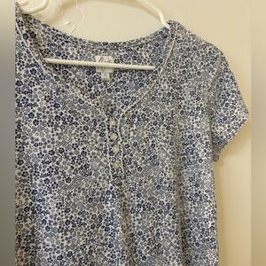 Blue Floral Print Sleep Dress